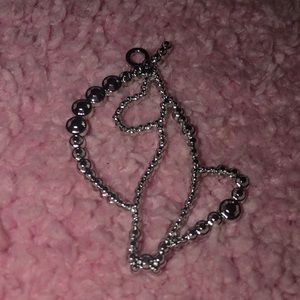 Baby Phat silver kitty cat pendant necklace logo sparkly Y2K brown 2000’s
